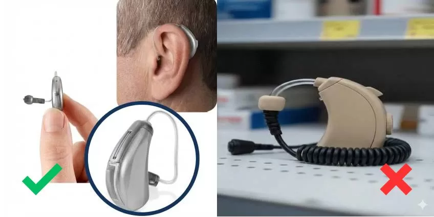 Aparatos auditivos de marca reconocida vs comercial genérico